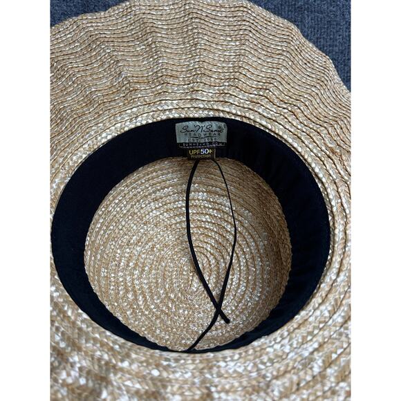 Sun N Sand UPF 50+ oversize straw sun hat very wide brim adjustable black ribbon main image 5